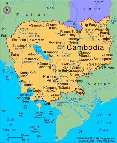 Камбоджа на карте мира
