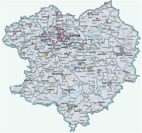 Карта харьковской области подробная с городами и поселками и селами на русском